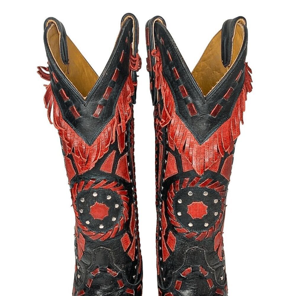 Old Gringo Rarames 13" High Calf Western Cowgirl Tall Red Fringe Boots Size 7.5 - Picture 4 of 10